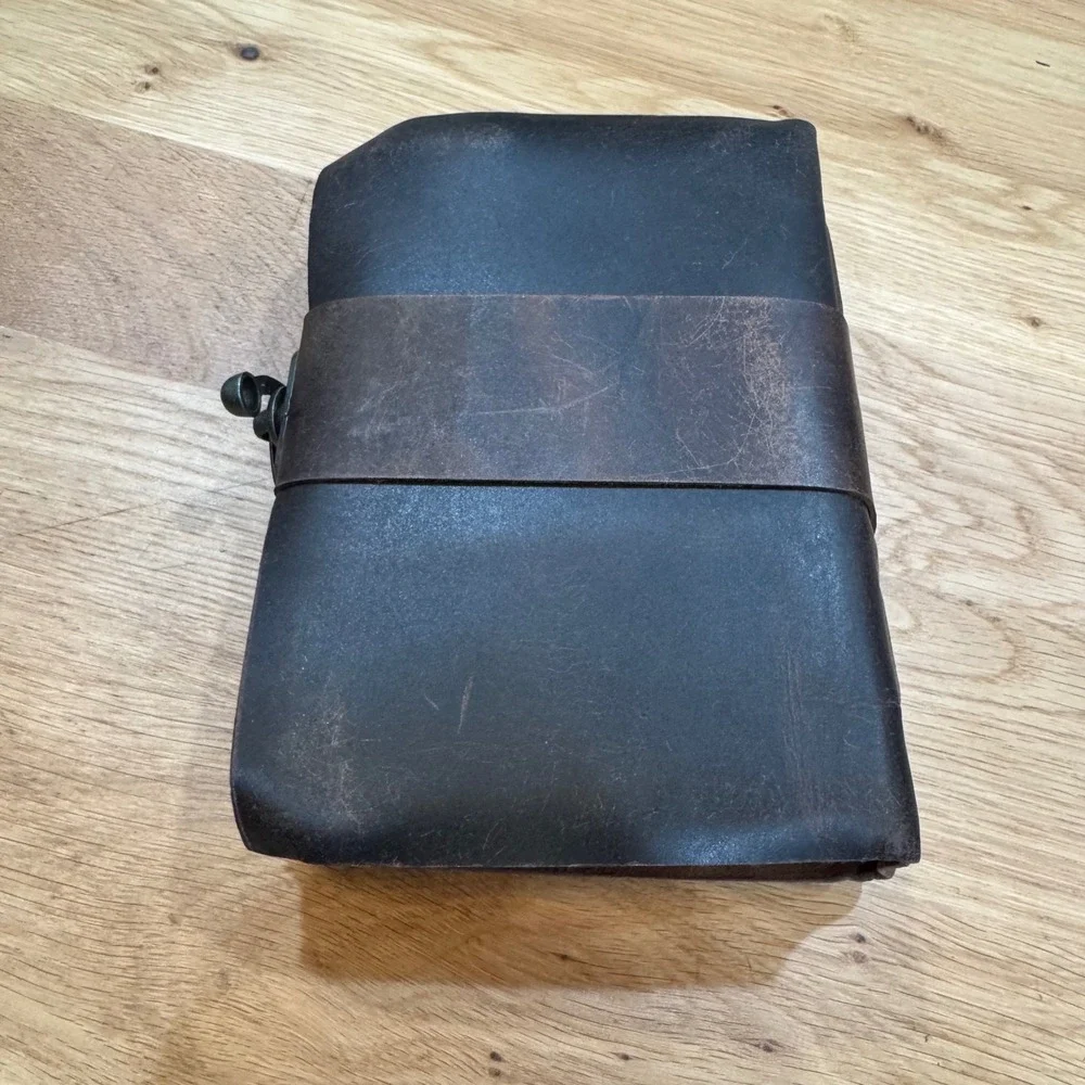 Handmade Leather Journal Dark Brown Distressed Deckle Edge Paper Clasp 7x5